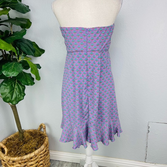 Katwalk Cacti Strapless bust tie Ruffled hem Purple Mermaid Mini Dress - Picture 5 of 9